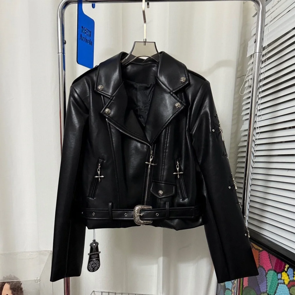 Chrome Hearts Black Leather Jacket with Silver Details - Picture 1 of 4